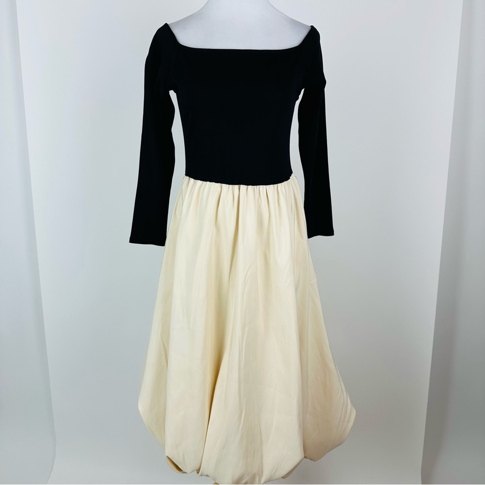 A New Day Off The Shoulder Colorblock Bubbleskirt Midi Dress Size Small - Picture 2 of 16